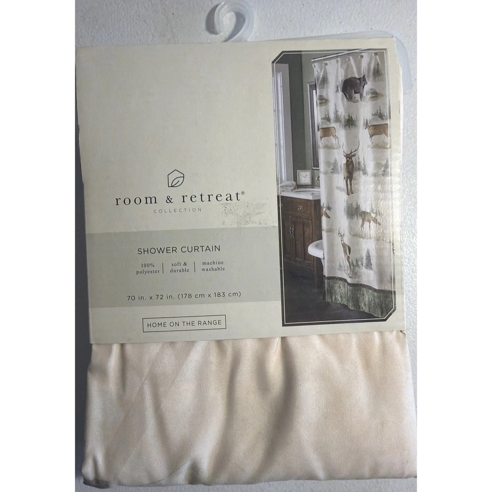 Room & Retreat Home On The‎ Range Shower Curtain Wildlife Bear Deer 70x72 New